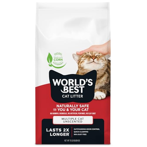 World's Best Cat Litter, Multiple Cat, Unscented, Odor Control, 15 lb Bag