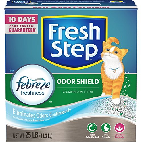 Fresh Step Odor Shield Clumping Litter With Febreze Freshness, Continuous Cat Litter Odor Eliminator, 25 lb Box