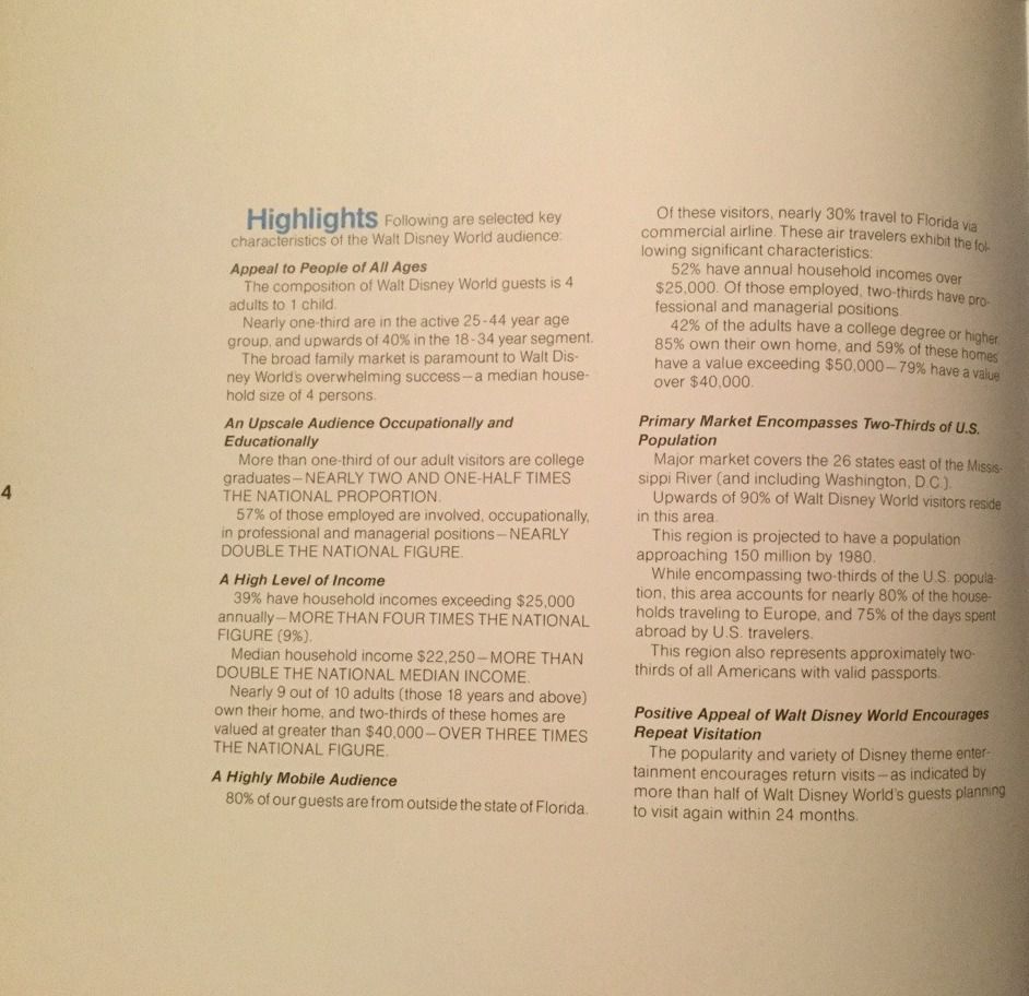 Table of contents Disney 1976 Guest survey