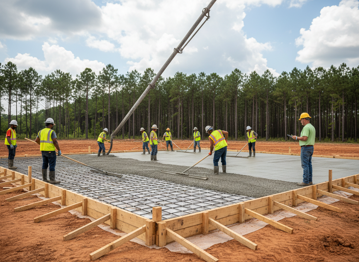 Slab being poured by Cornerstone Remodeling Slab being poured by Cornerstone Remodeling