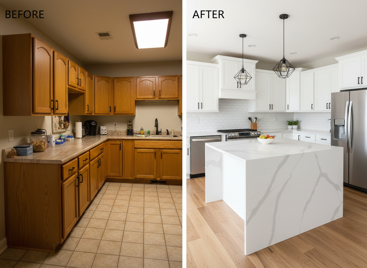 Before & After Kitchen Remodel by Cornerstone Remodeling