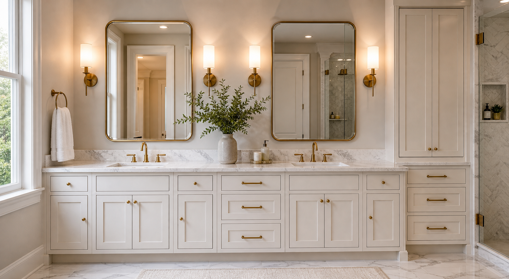 Modern bathroom remodel with walk-in shower and premium finishes