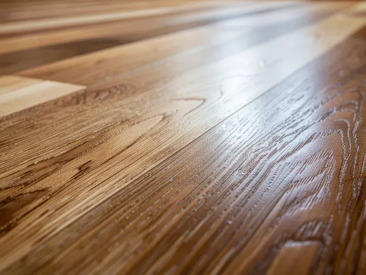 Close-up of warm-toned hardwood floor planks