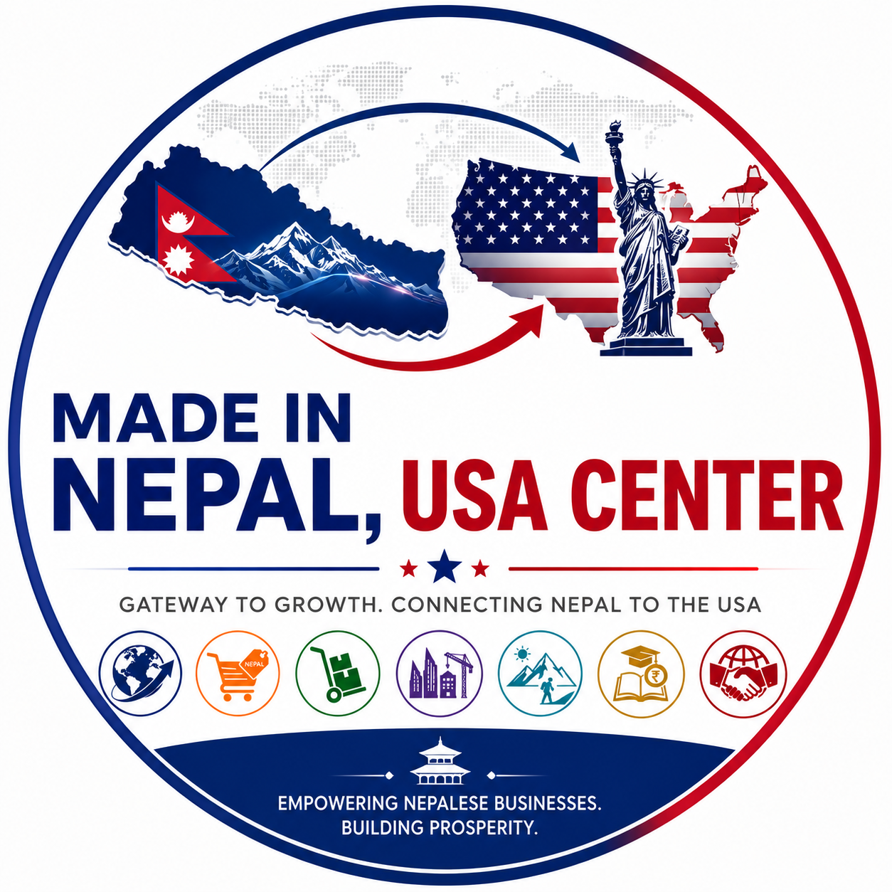 Made in Nepal, USA Center logo