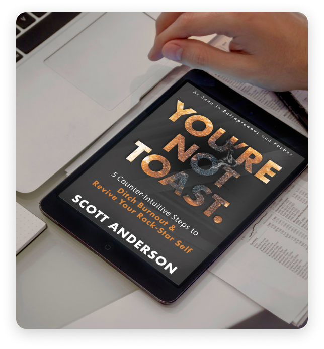 Image of tablet displaying the You're Not Toast ebook cover.