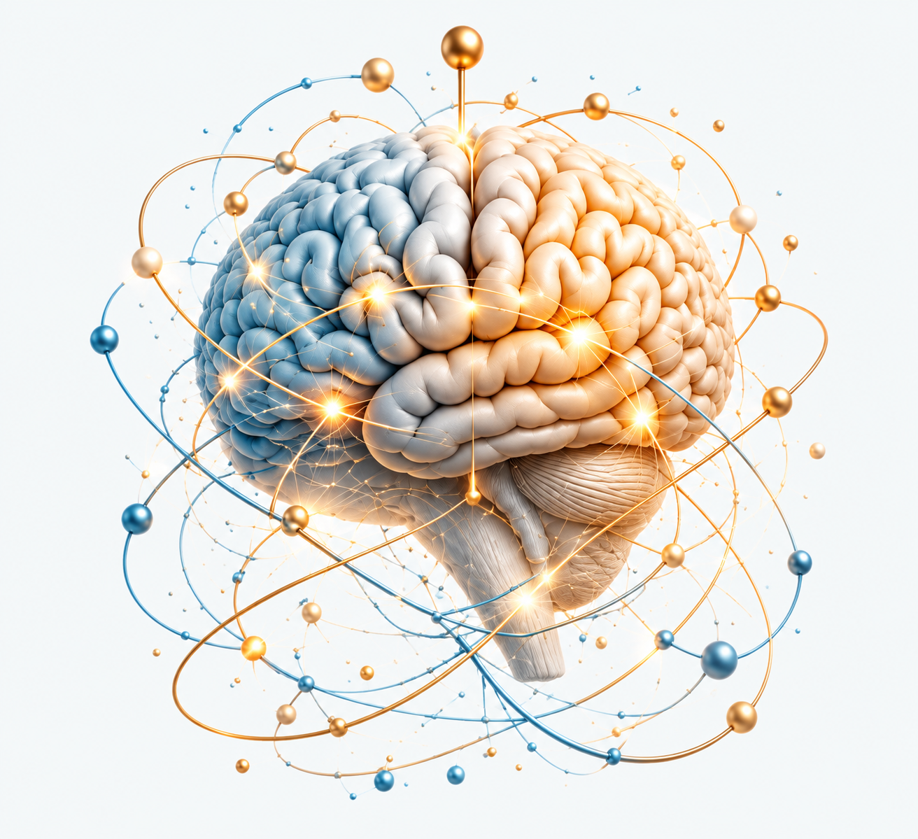 Conceptual brain with interconnected pathways representing attention and ADHD