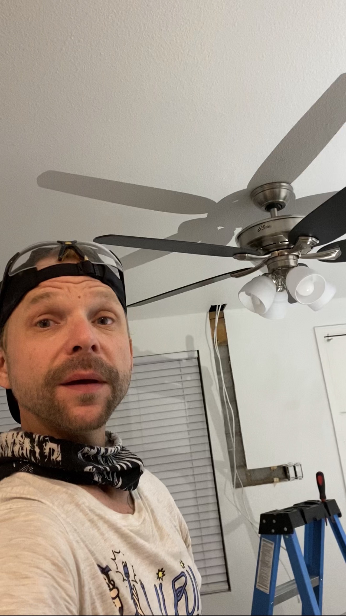 Matt on an outdoor electrical install