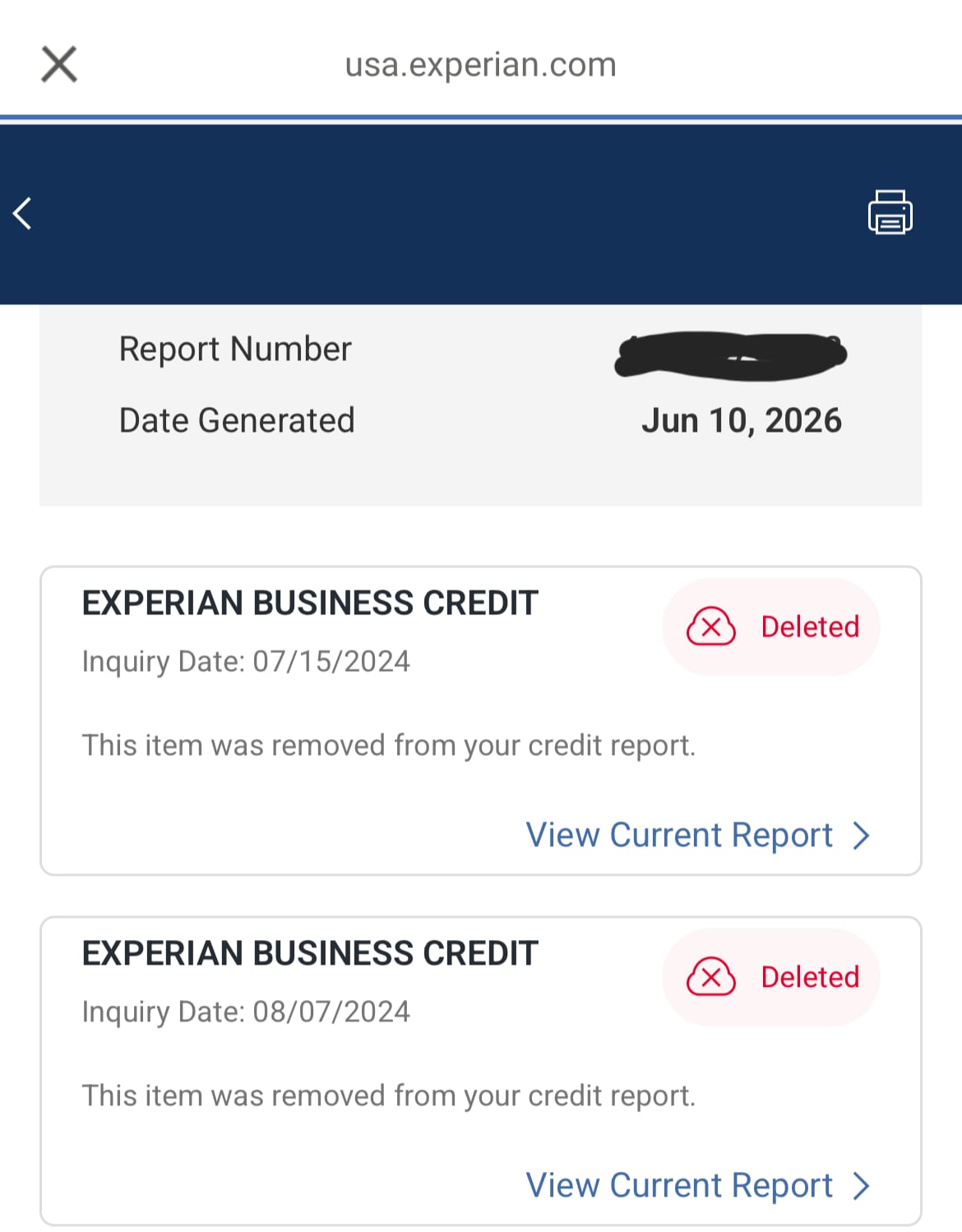 Client credit result