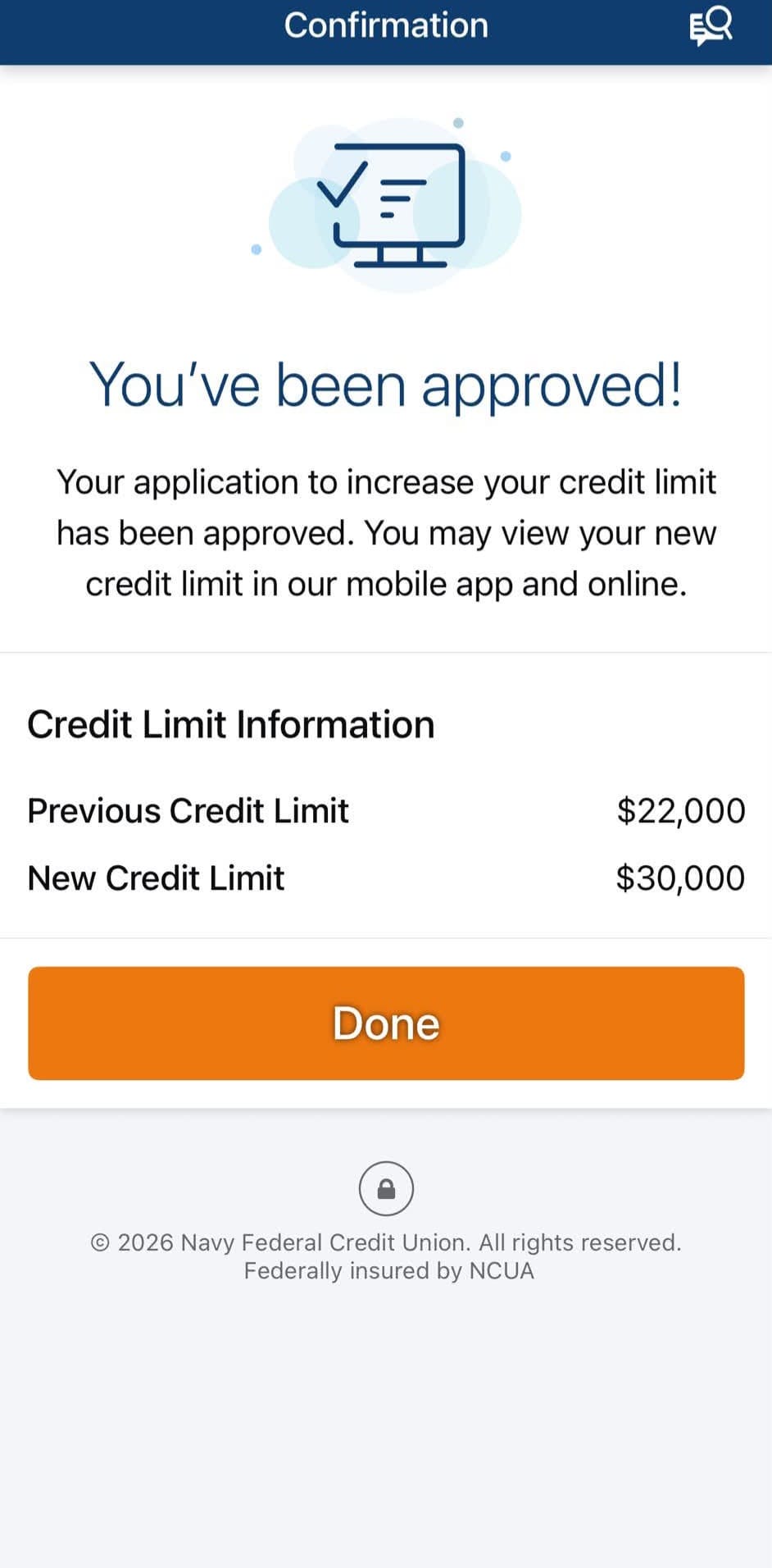 Client credit result