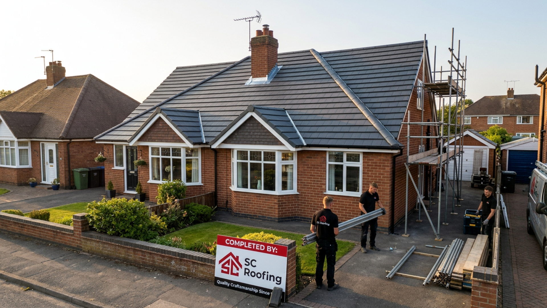Completed pitched roof installation by SC Roofing in Rugby, Warwickshire