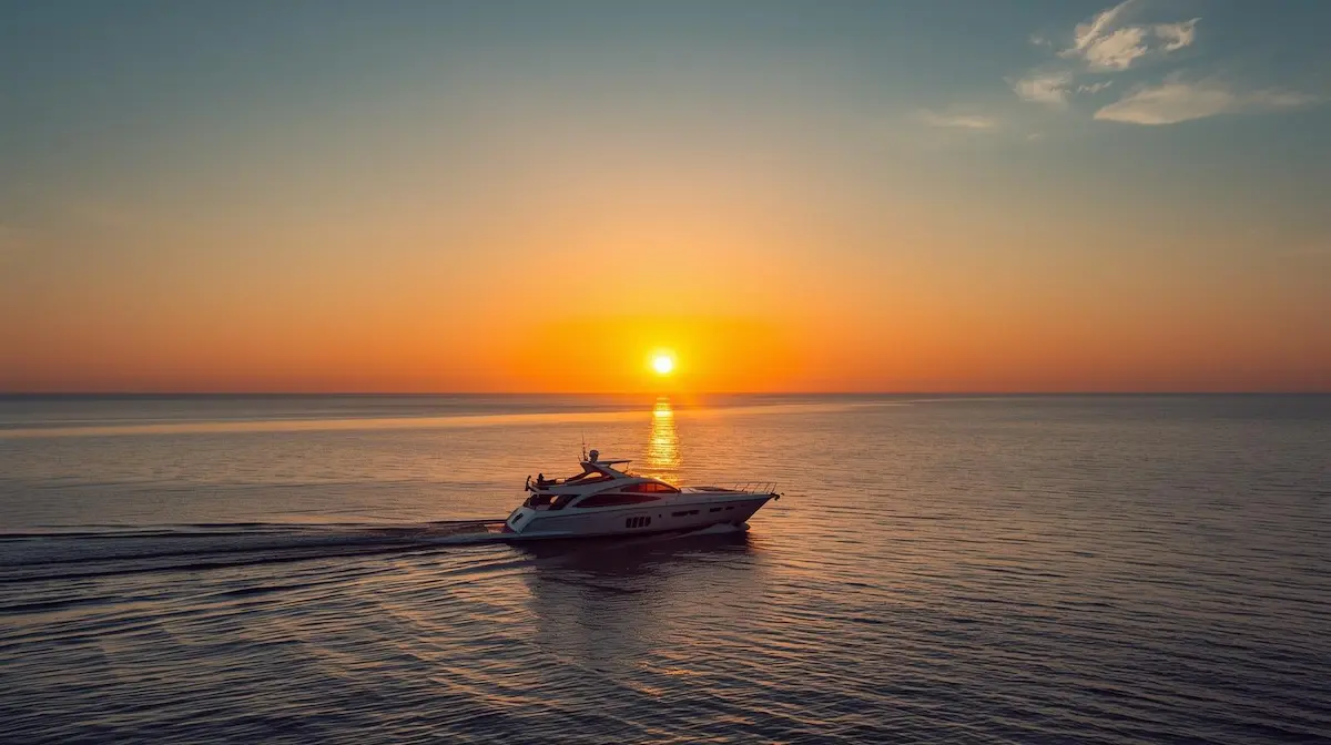 Boat on Saginaw Bay near the Au Gres public boat launch