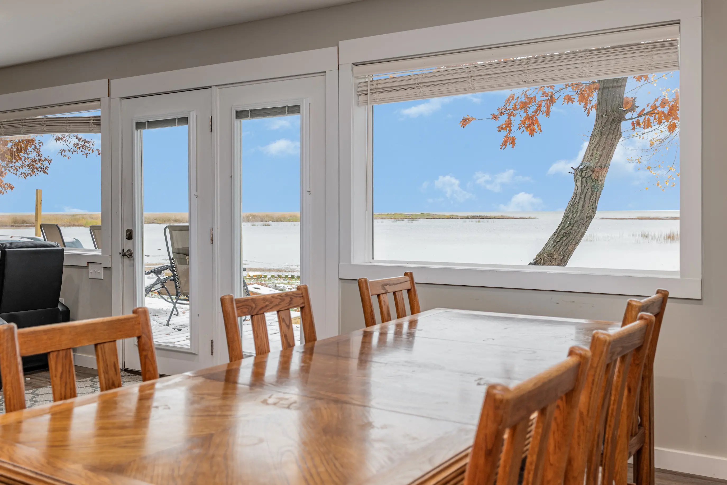 Peaceful indoor view of Lake Huron from the cabin