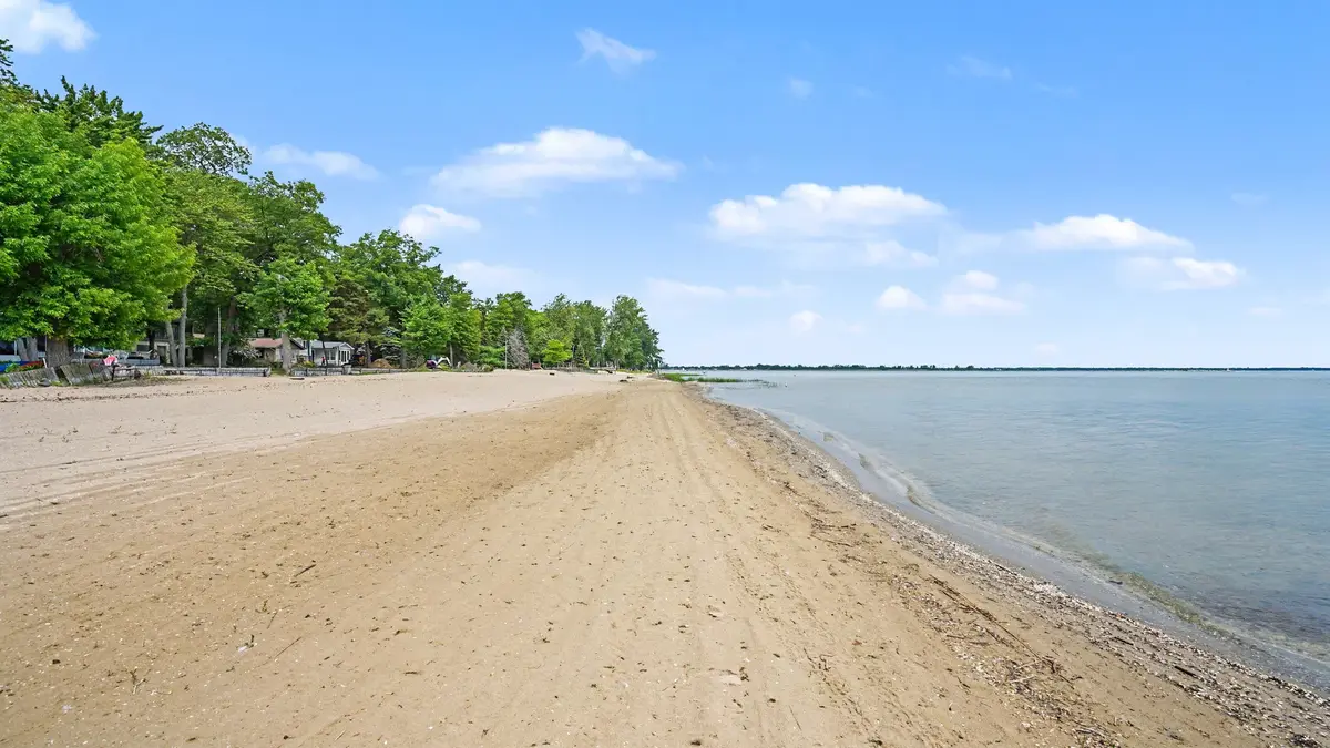 Wide beach view along Lake Huron near Granny's Cabin