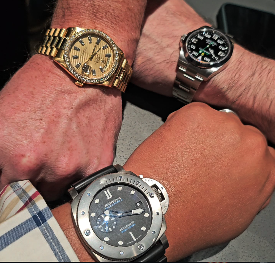 Three watches worn by the three founders