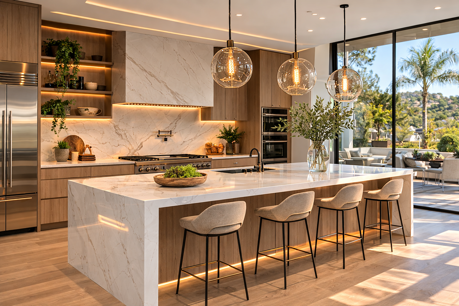 modern kitchen remodel los angeles quartz island custom cabinets