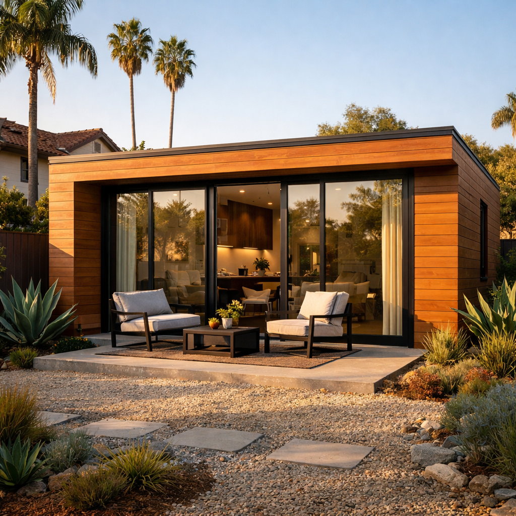 modern backyard adu in los angeles with patio and contemporary design