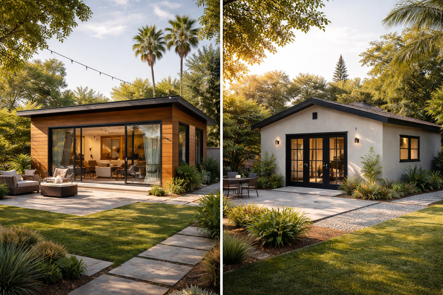 detached adu and garage conversion adu comparison in los angeles backyard