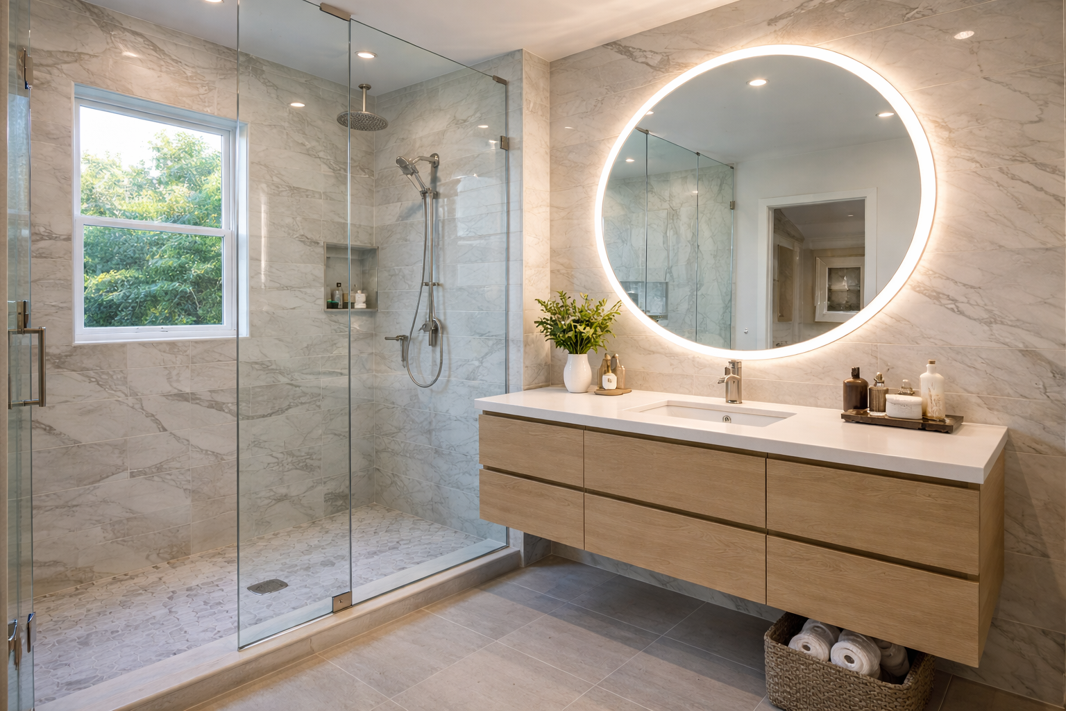 bathroom remodel value los angeles modern bathroom with walk in shower and floating vanity
