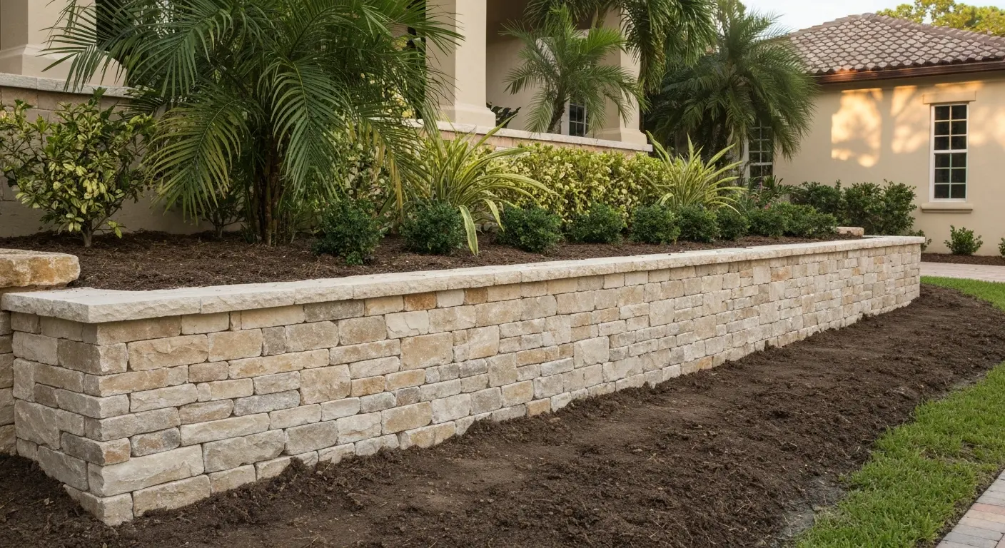 Stone retaining wall in Sarasota