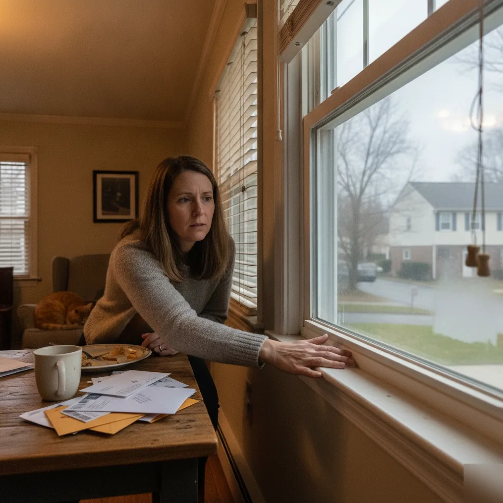 Homeowner feeling for a draft near a window frame in an Ashburn VA home