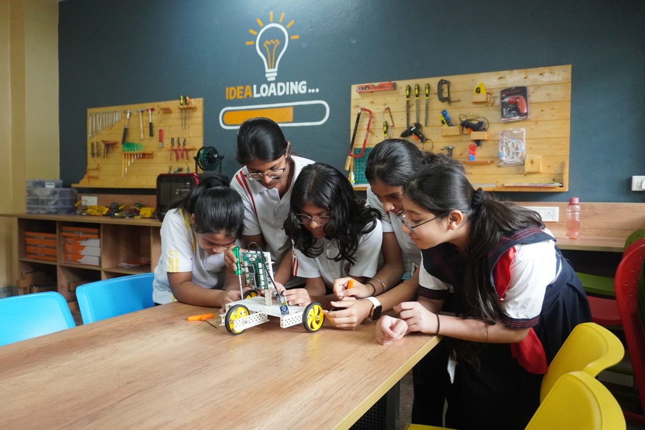 Students working in a Grobots STEM Lab