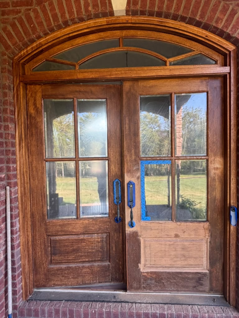 Refinished exterior front door staining in Louisville KY by ECH Professional Painting