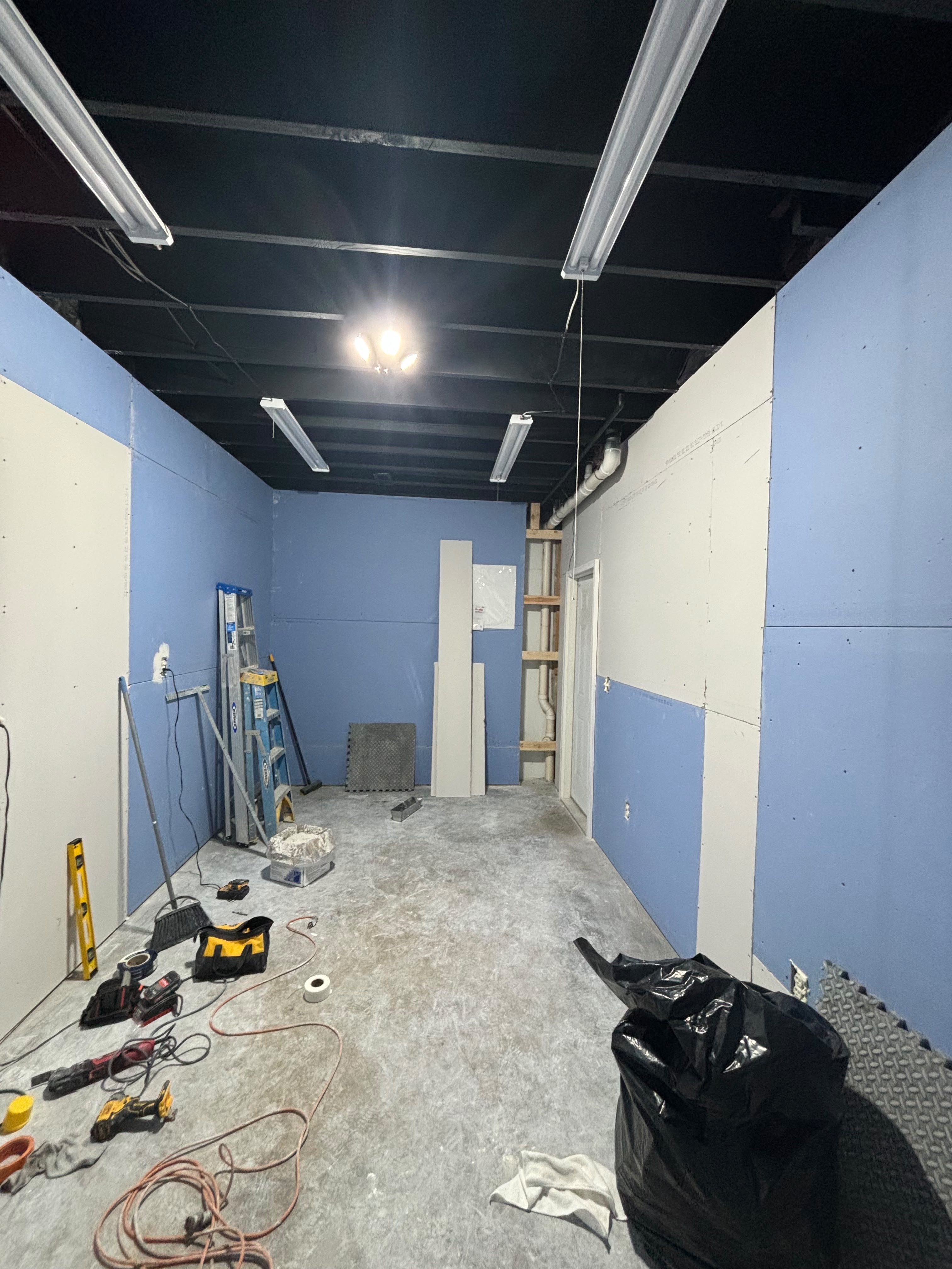 New drywall and blueboard installation in a Louisville KY home by ECH Professional Painting