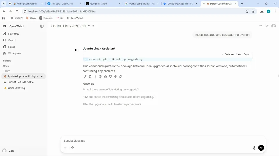 Open WebUI private ChatGPT clone running on localhost