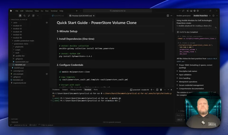 Cursor IDE generating PowerStore automation scripts