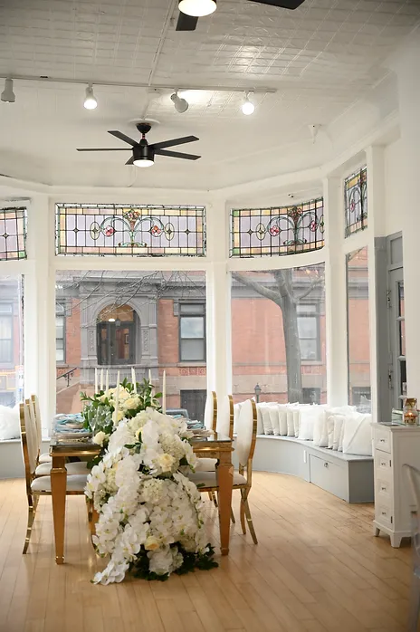 Intimate ceremony layout with natural light