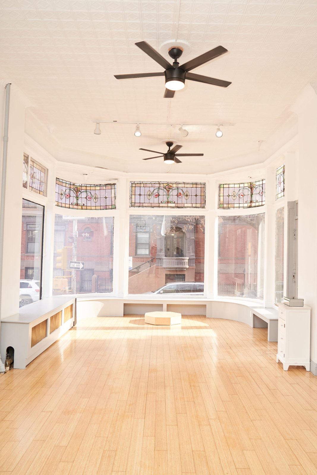 Sunlit bay window seating