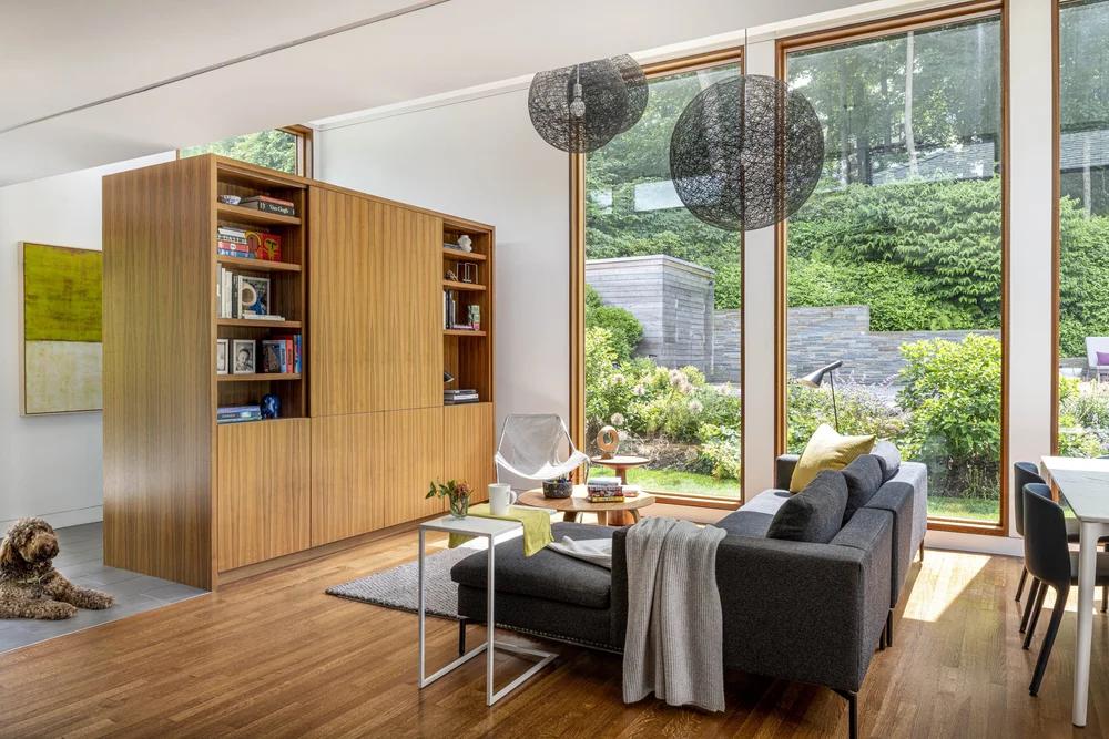 Bright family room addition with large windows and living space Bright family room addition with large windows and living space