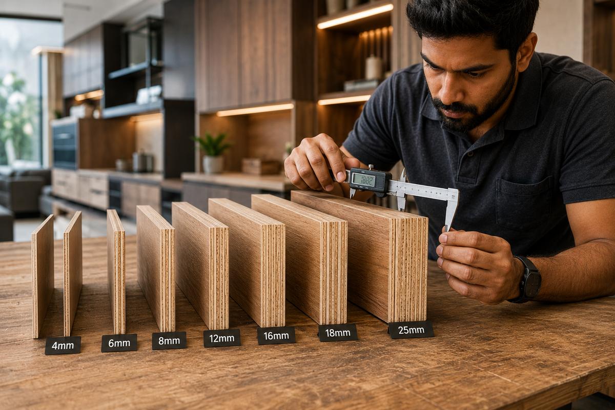 Measuring actual plywood thickness with a digital caliper