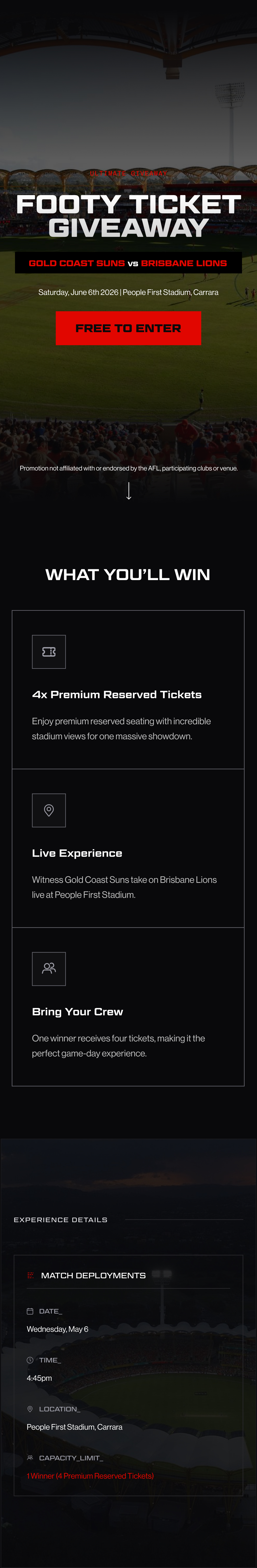 Footy Ticket Giveaway