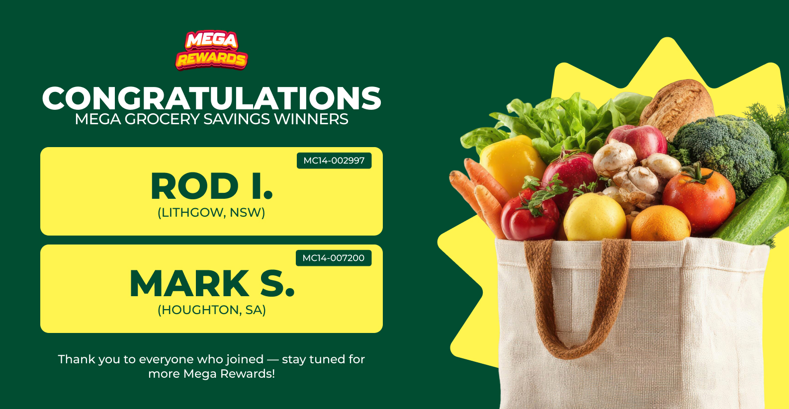 Mega Grocery Saving | Win 1 of 2 $250 Grocery Voucher