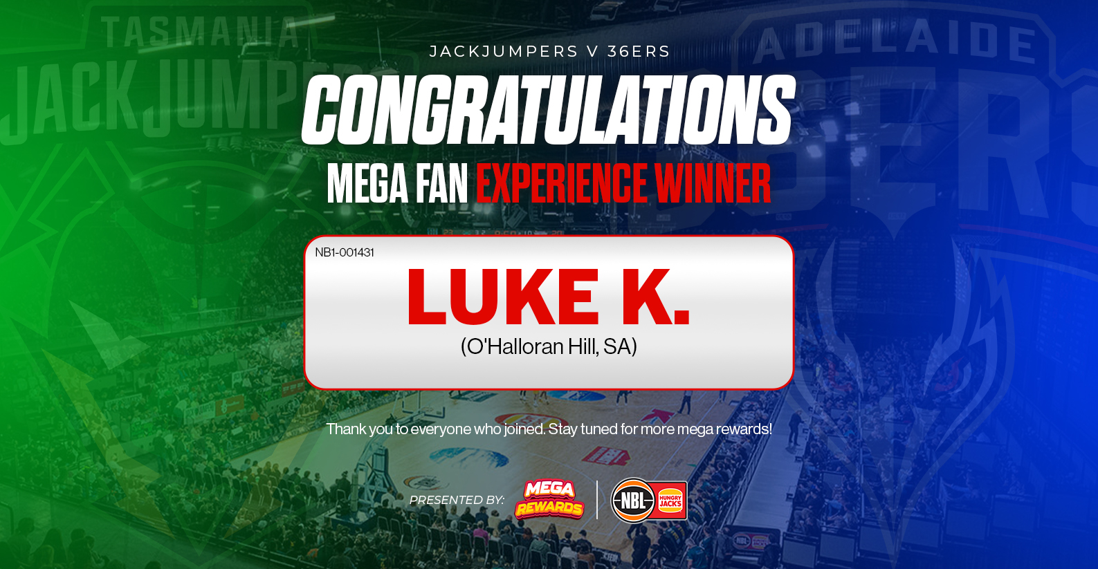 Mega Fan Experience - Tasmania JackJumpers versus Adelaide 36ers