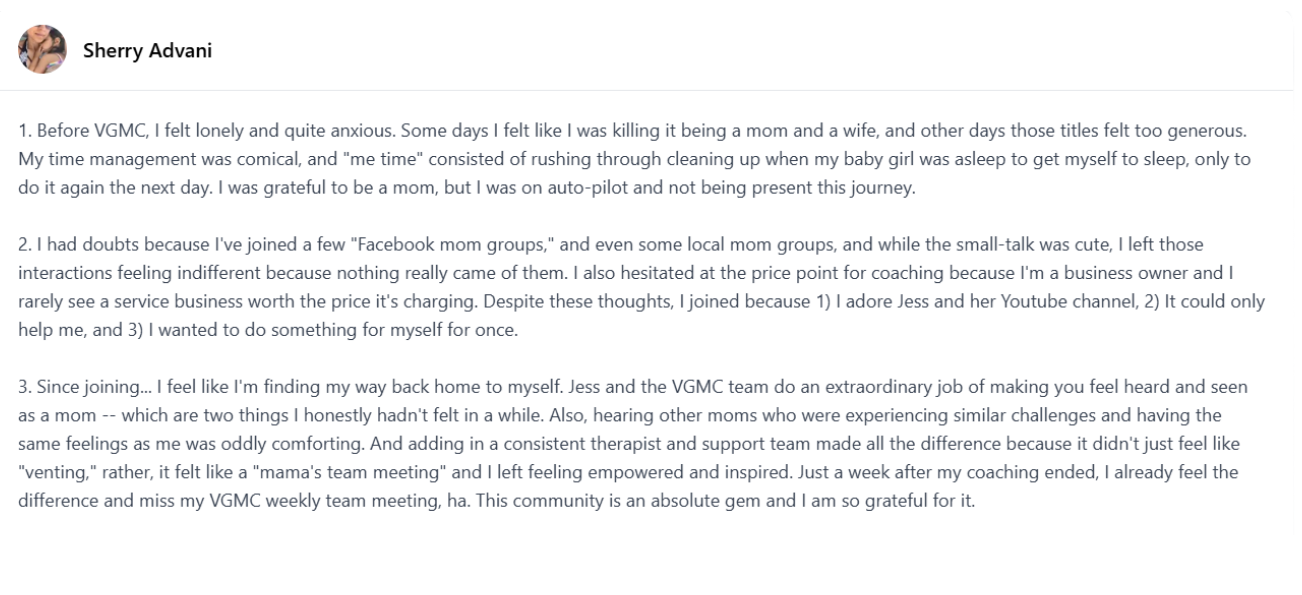 Member testimonial