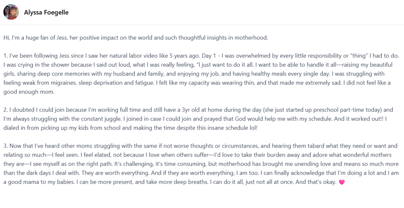 Member testimonial