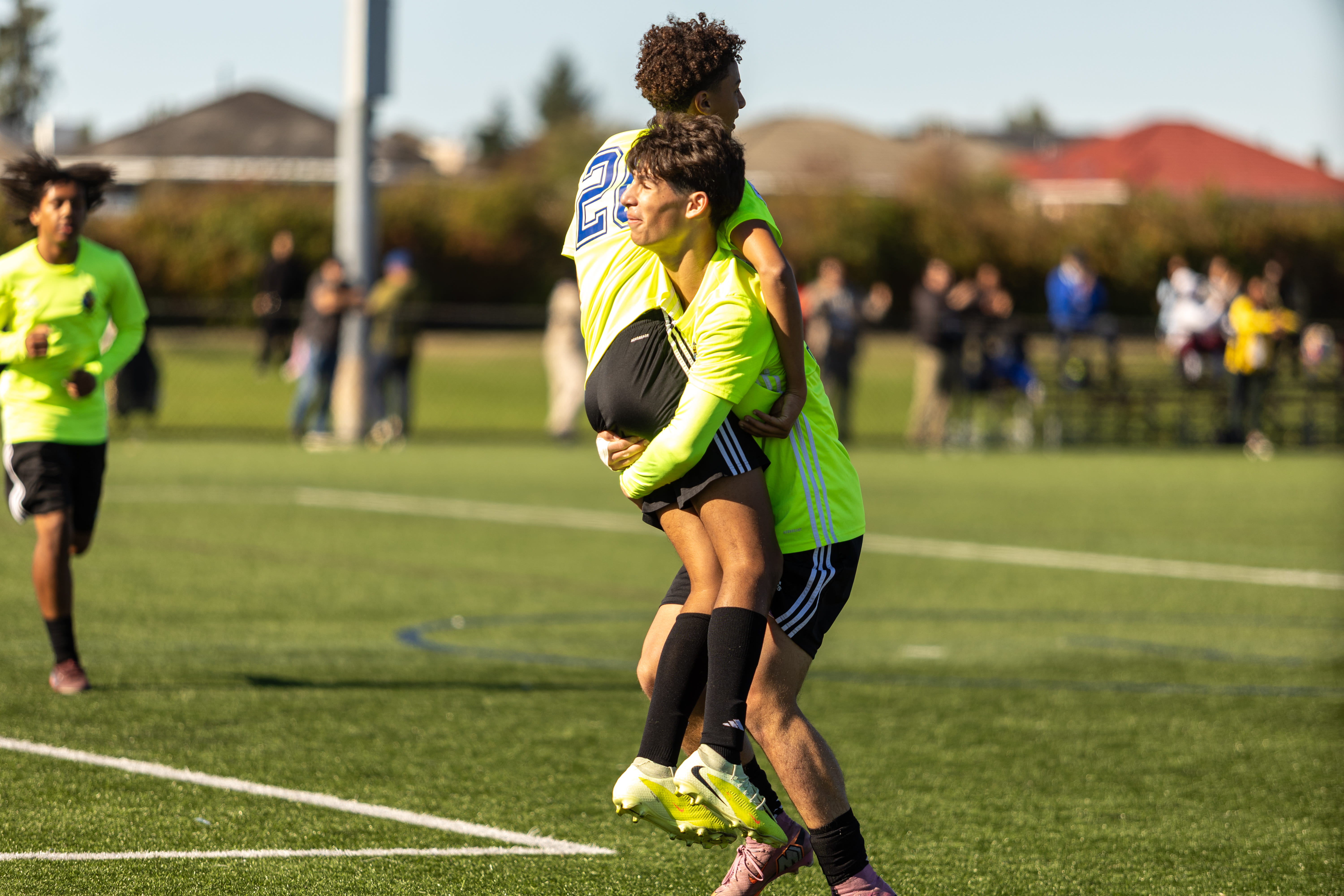 Athlete mid-action on the field