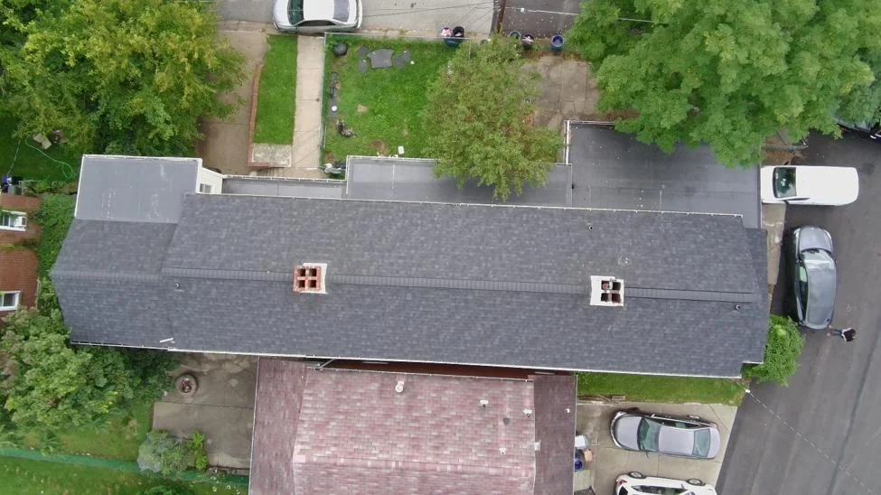 The finished roof from the air.