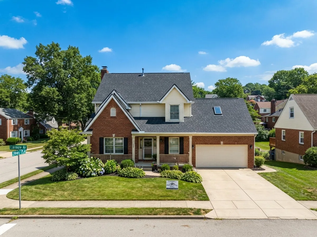 A completed residential roof replacement project