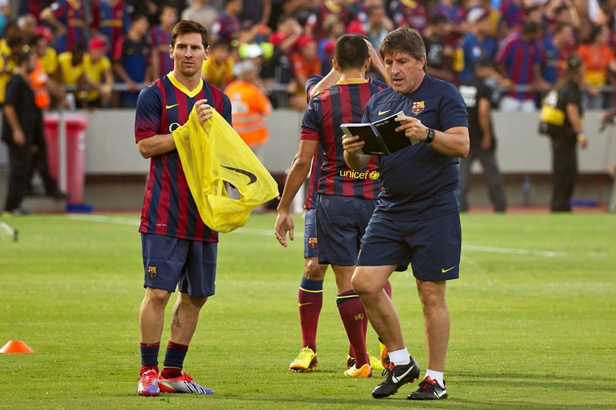 Jordi Roura with Lionel Messi