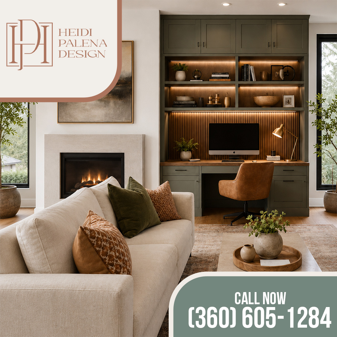 A thoughtfully designed built-in home office creates a seamless balance between productivity and comfort. Custom cabinetry, layered lighting, and warm natural materials maximize functionality while maintaining a cohesive, sophisticated living space.