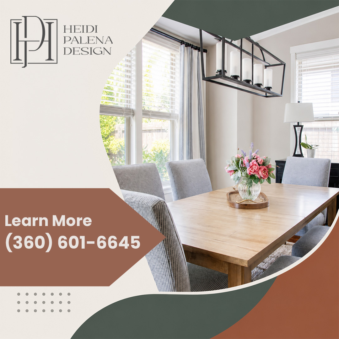 Naturally lit dining room featuring a light wood dining table, upholstered gray chairs, a floral centerpiece, and a modern black linear chandelier. Naturally lit dining room featuring a light wood dining table, upholstered gray chairs, a floral centerpiece, and a modern black linear chandelier.
