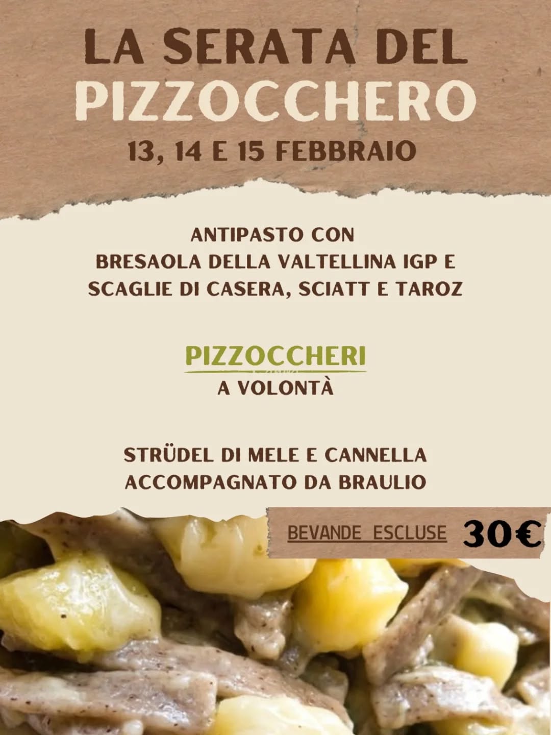Locandina serata del Pizzocchero 13-15 febbraio Sapori d'Amare Venegono Inferiore