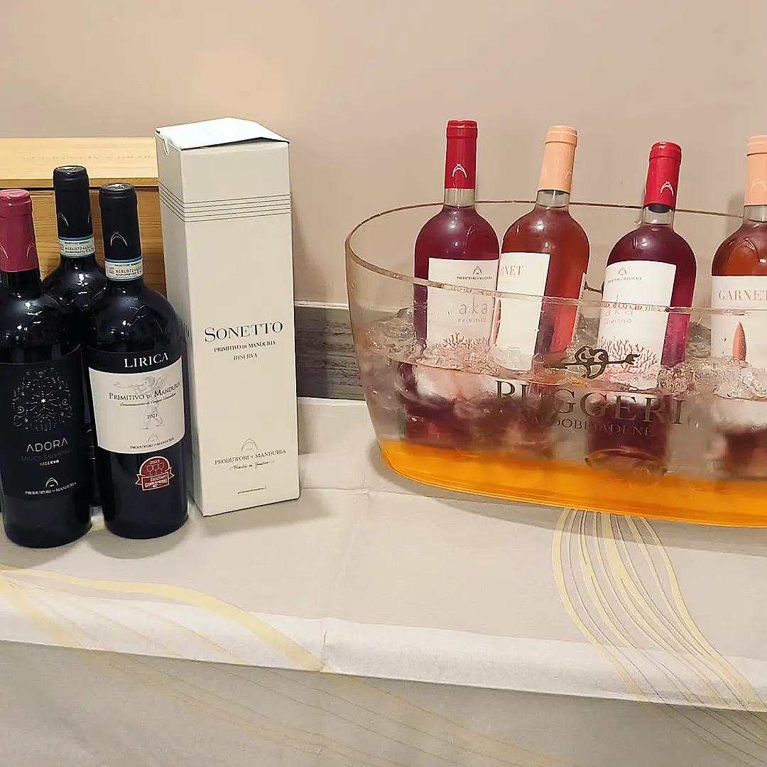 Selezione di vini rossi e rosati in ghiacciaia