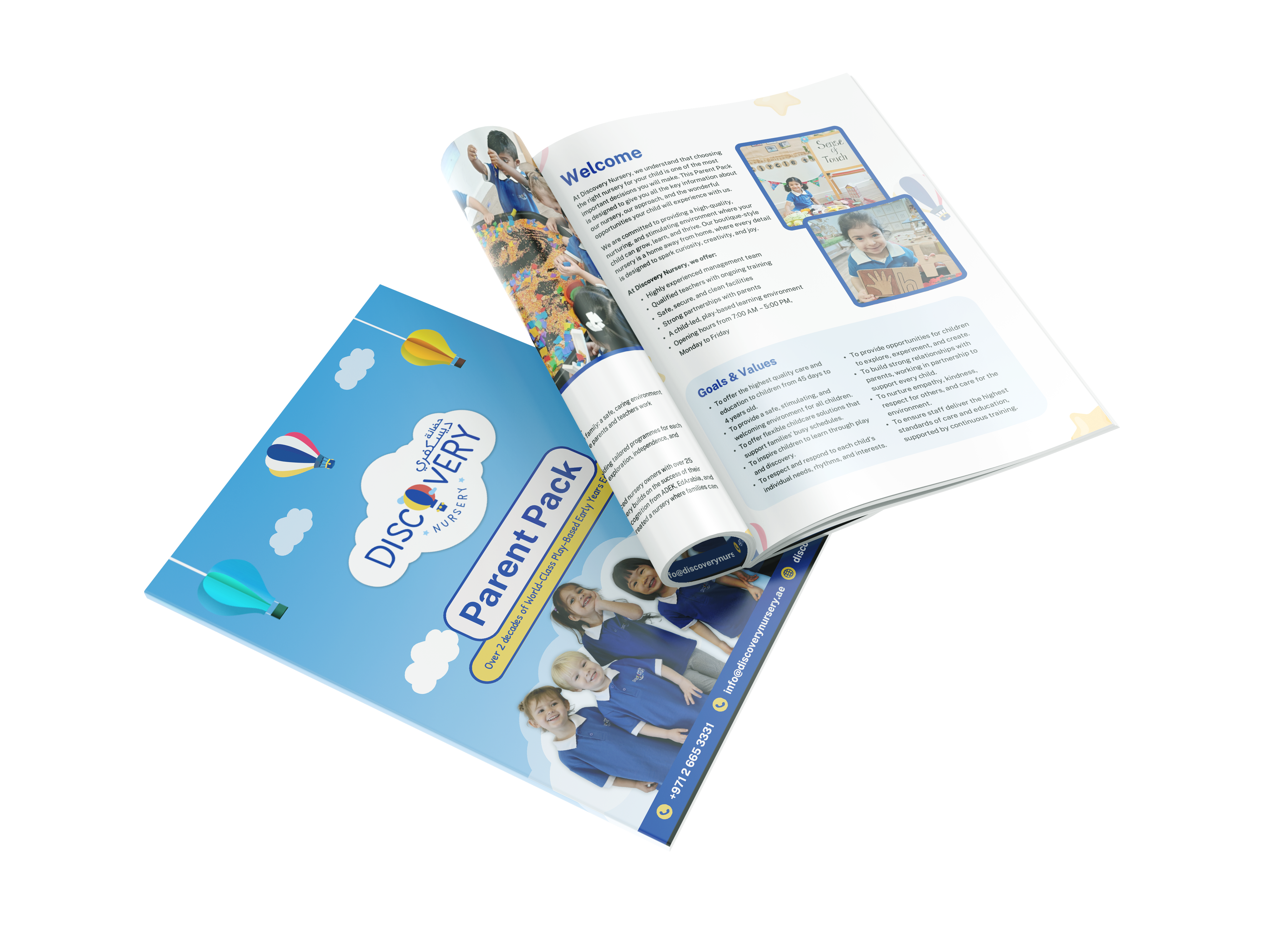 mockup of brochure for discovery nursery