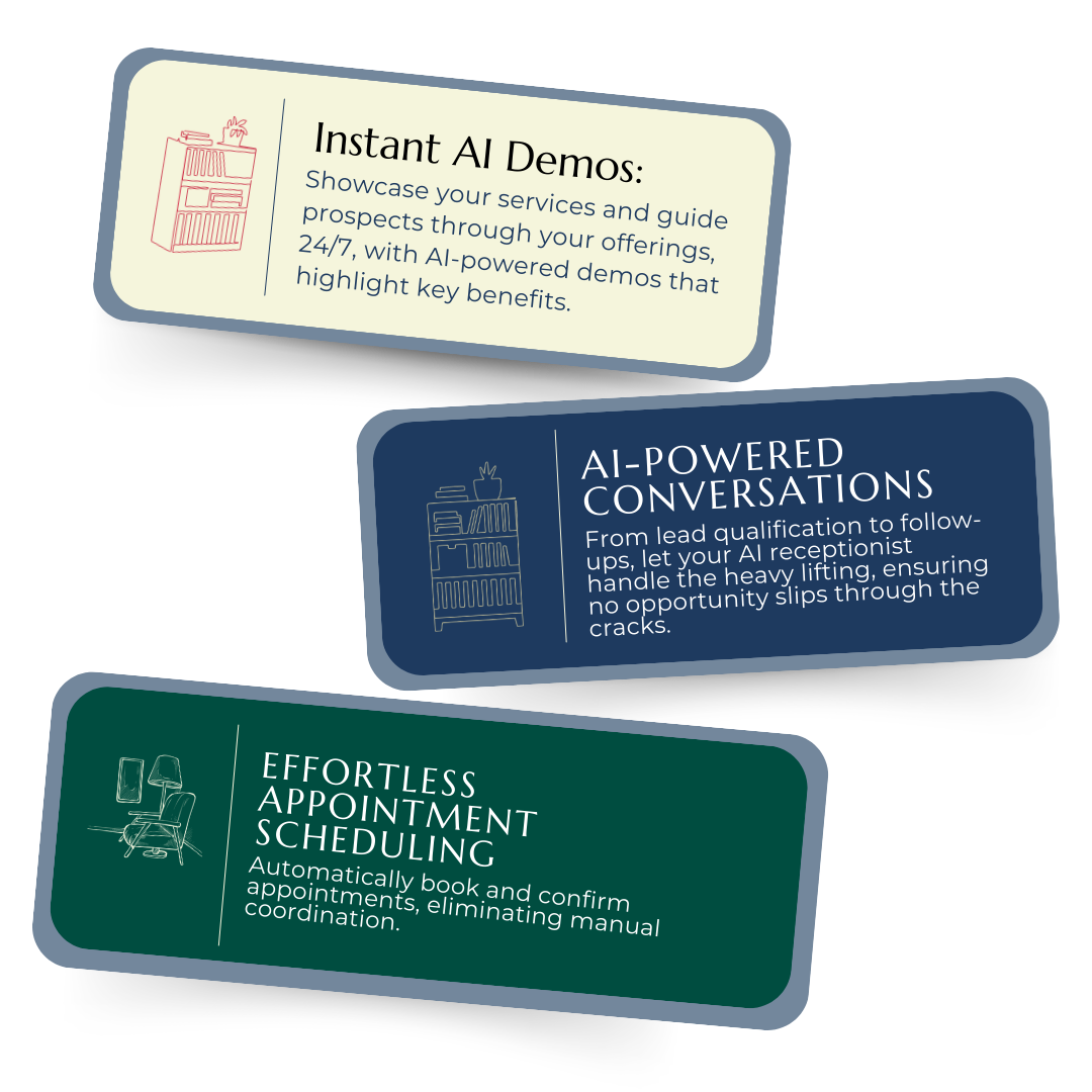 AI receptionist card stack