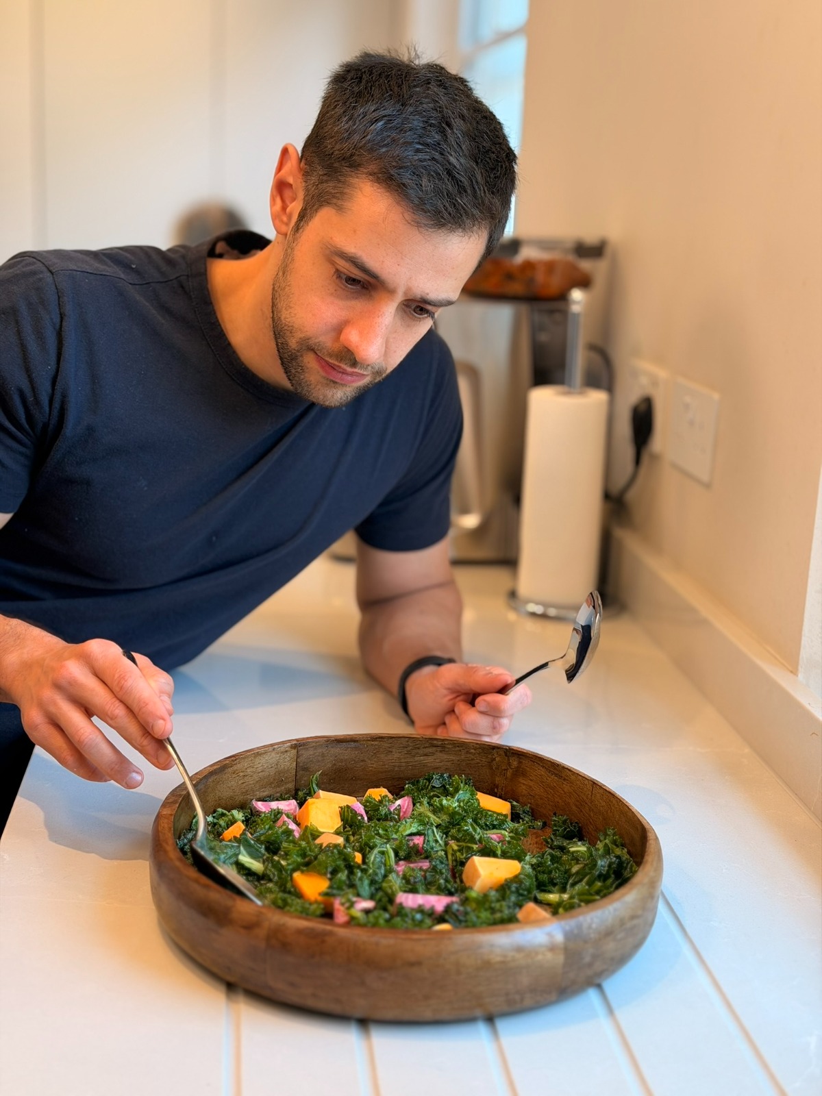 Adam eating a healthy meal