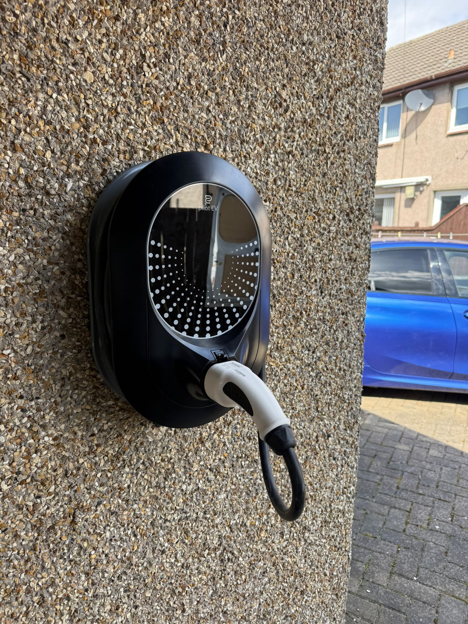 Black Pilot EV charger fitted and connected by Blackline Electrical